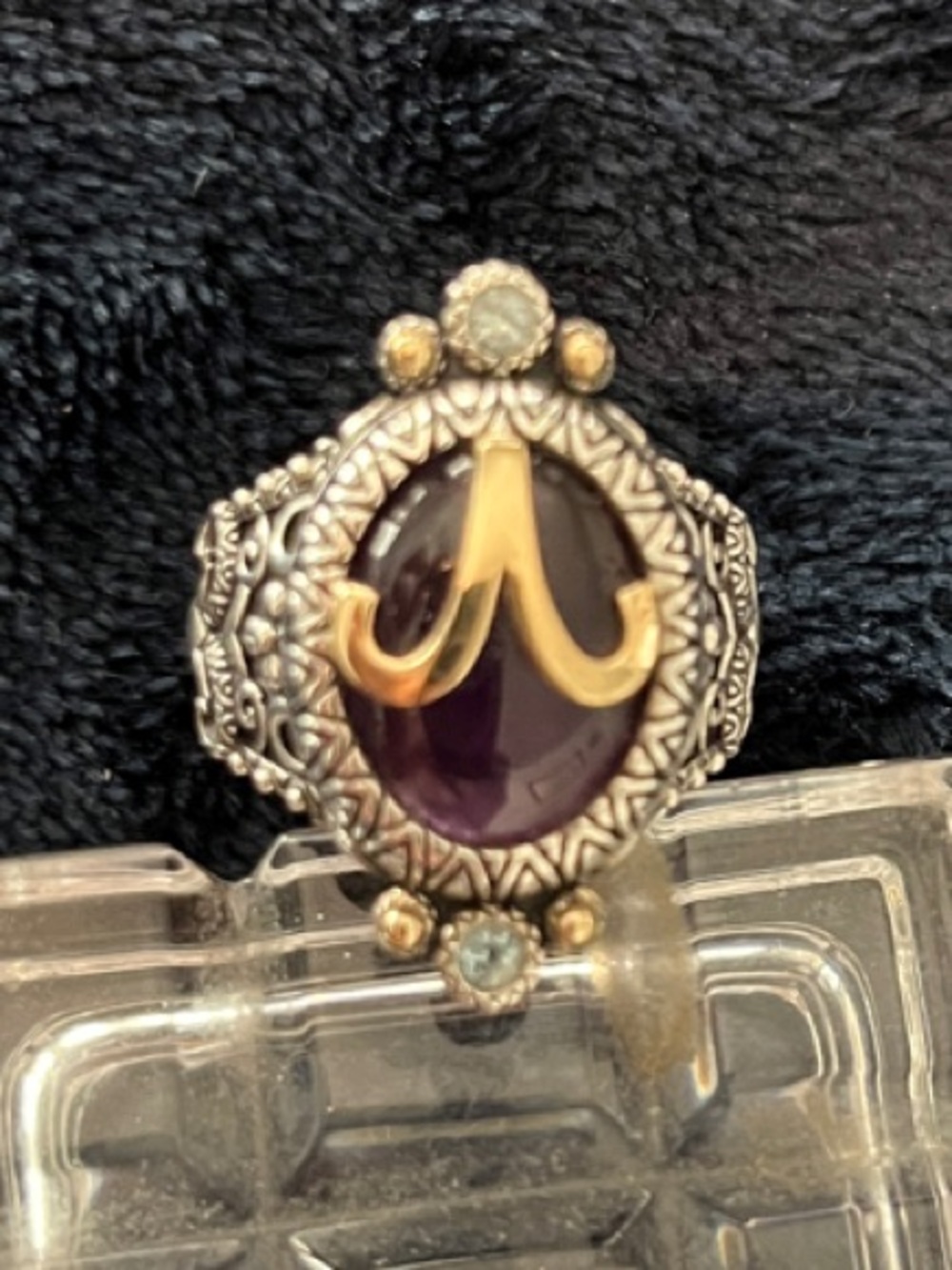 Barbara Bixby Sterling, 18k Gold Amethyst, White Topaz, Aries Ring